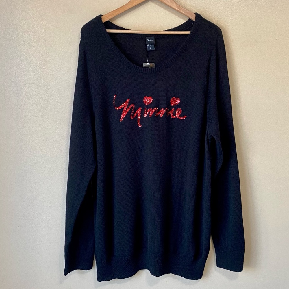 Torrid Black Sweater w/ Minnie in Red Sequins across front Torrid Sz 2 = 18 / 20
